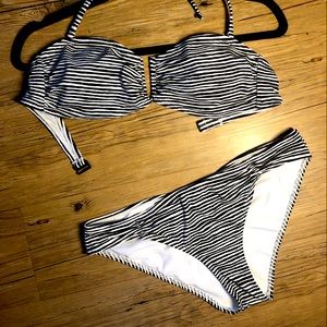 Black & White striped Bathing Suit